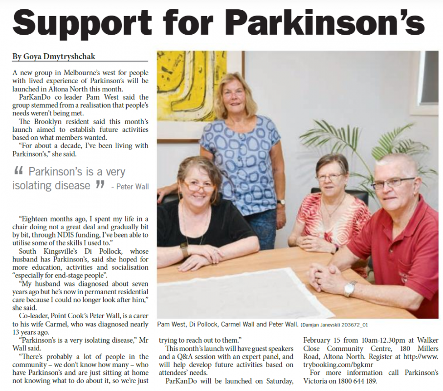 Support for Parkinson's
