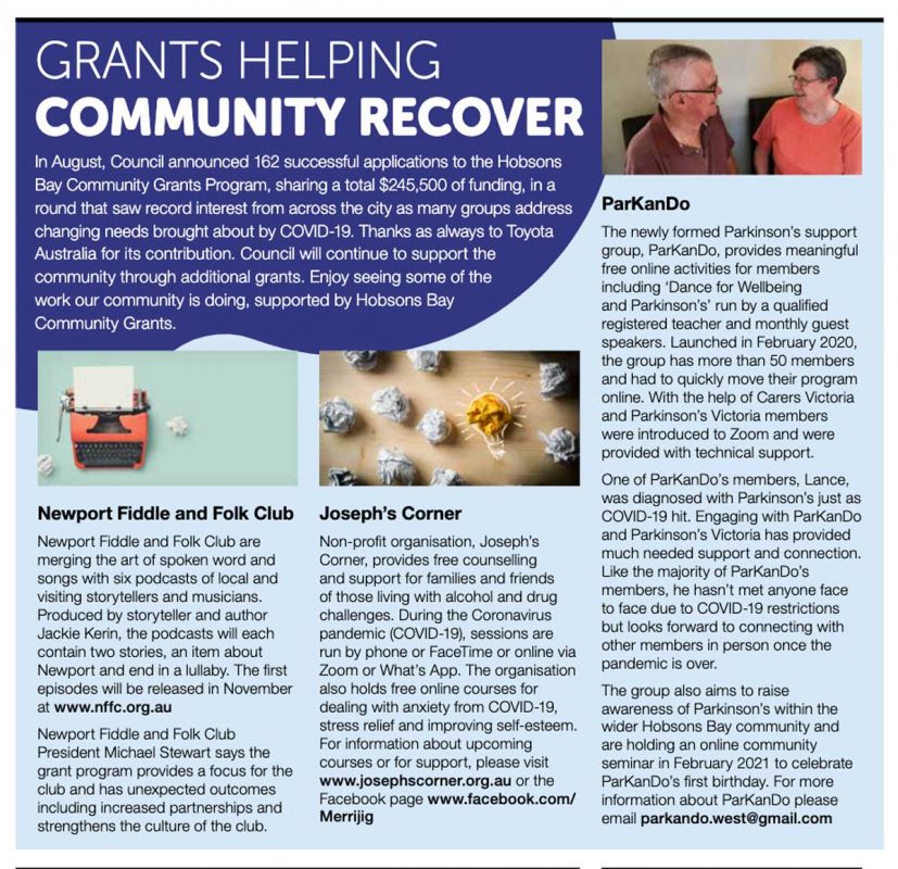 Hobsons Bay Community News - Grants Helping Community Recovery